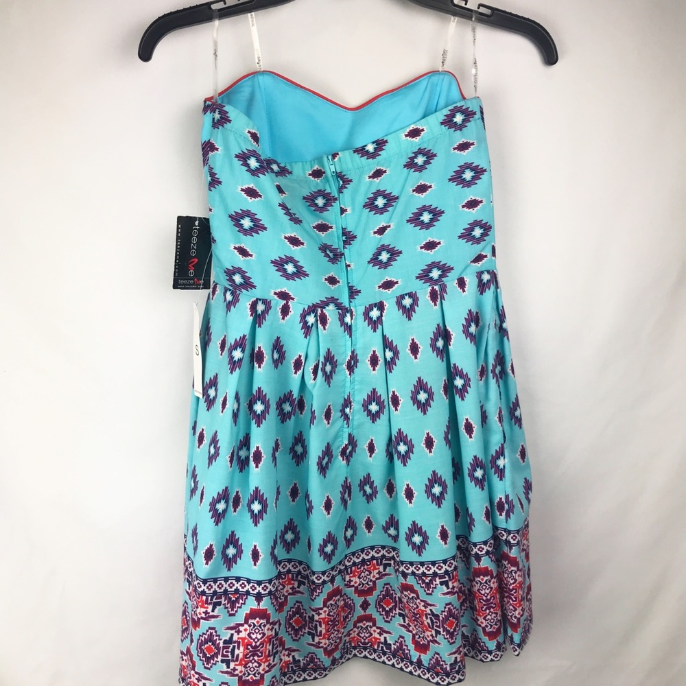 NWT Aztec Print Strapless Fit and Flare Dress - Picture 5 of 6
